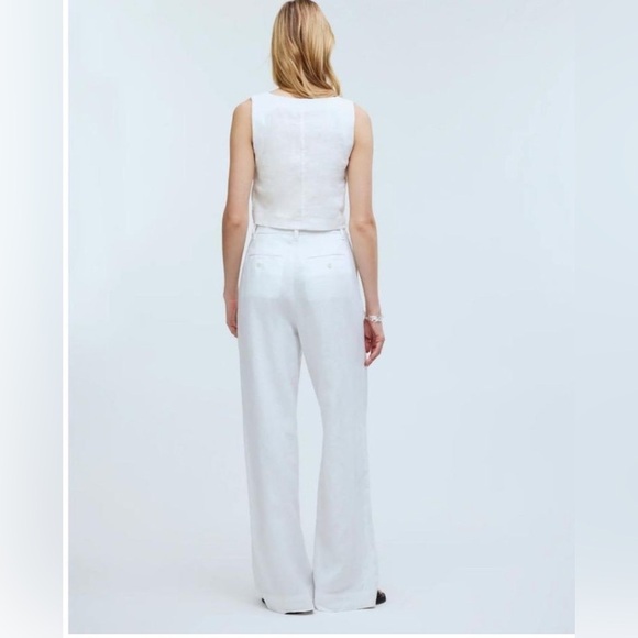 Madewell The Harlow Wide Leg 100% Linen Eyelet White Size 0 - Picture 2 of 10